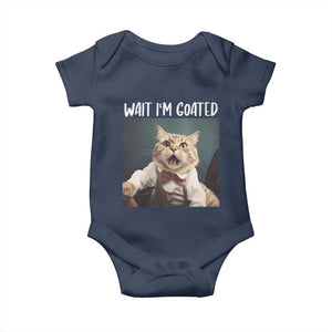 Funny Meme Cat Baby Onesie Wait I'm Goat TS09 Navy Print Your Wear