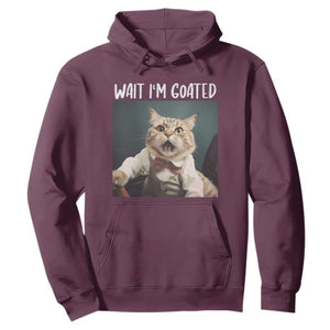 Funny Meme Cat Hoodie Wait I'm Goat TS09 Maroon Print Your Wear