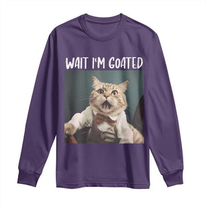 Funny Meme Cat Long Sleeve Shirt Wait I'm Goat TS09 Purple Print Your Wear