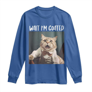 Funny Meme Cat Long Sleeve Shirt Wait I'm Goat TS09 Royal Blue Print Your Wear