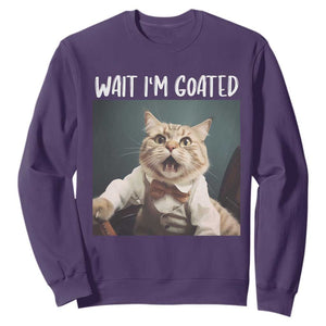 Funny Meme Cat Sweatshirt Wait I'm Goat TS09 Purple Print Your Wear