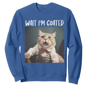 Funny Meme Cat Sweatshirt Wait I'm Goat TS09 Royal Blue Print Your Wear