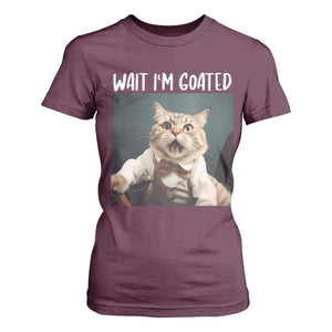 Funny Meme Cat T Shirt For Women Wait I'm Goat TS09 Maroon Print Your Wear