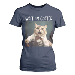 Funny Meme Cat T Shirt For Women Wait I'm Goat TS09 Navy Print Your Wear