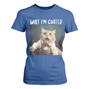 Funny Meme Cat T Shirt For Women Wait I'm Goat TS09 Royal Blue Print Your Wear