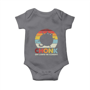 Funny Fat Cat Baby Onesie Chonk Oh Lawd He Comin' TS09 Charcoal Print Your Wear