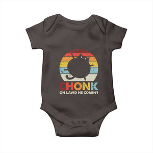 Funny Fat Cat Baby Onesie Chonk Oh Lawd He Comin' TS09 Dark Chocolate Print Your Wear