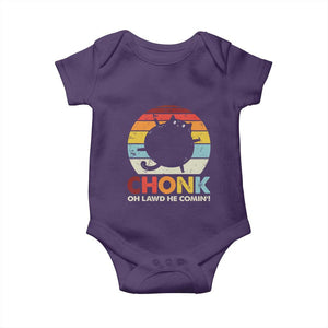 Funny Fat Cat Baby Onesie Chonk Oh Lawd He Comin' TS09 Purple Print Your Wear