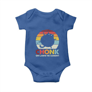 Funny Fat Cat Baby Onesie Chonk Oh Lawd He Comin' TS09 Royal Blue Print Your Wear