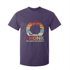 Funny Fat Cat T Shirt For Kid Chonk Oh Lawd He Comin' TS09 Purple Print Your Wear