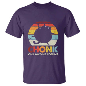 Funny Fat Cat T Shirt Chonk Oh Lawd He Comin' TS09 Purple Print Your Wear