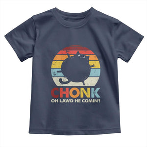 Funny Fat Cat Toddler T Shirt Chonk Oh Lawd He Comin' TS09 Navy Print Your Wear