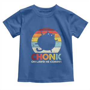 Funny Fat Cat Toddler T Shirt Chonk Oh Lawd He Comin' TS09 Royal Blue Print Your Wear