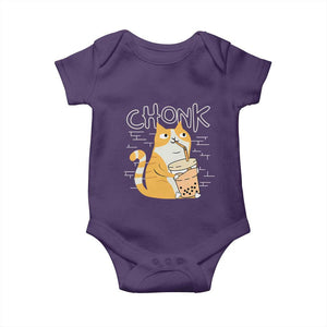 Funny Fat Cat Baby Onesie Chonk Drinking Bubble Tea TS09 Purple Print Your Wear