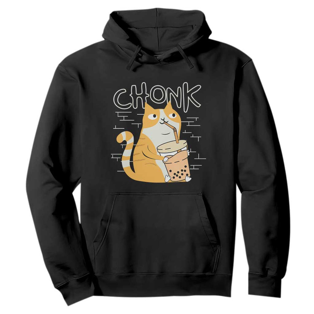 Funny Fat Cat Hoodie Chonk Drinking Bubble Tea TS09 Black Print Your Wear