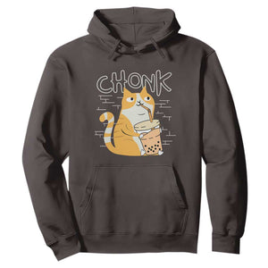 Funny Fat Cat Hoodie Chonk Drinking Bubble Tea TS09 Dark Chocolate Print Your Wear