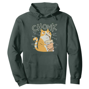 Funny Fat Cat Hoodie Chonk Drinking Bubble Tea TS09 Dark Forest Green Print Your Wear