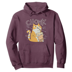 Funny Fat Cat Hoodie Chonk Drinking Bubble Tea TS09 Maroon Print Your Wear