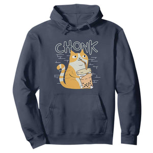 Funny Fat Cat Hoodie Chonk Drinking Bubble Tea TS09 Navy Print Your Wear