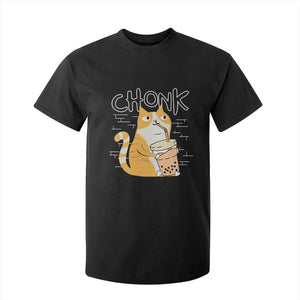 Funny Fat Cat T Shirt For Kid Chonk Drinking Bubble Tea TS09 Black Print Your Wear