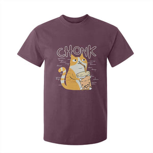 Funny Fat Cat T Shirt For Kid Chonk Drinking Bubble Tea TS09 Maroon Print Your Wear