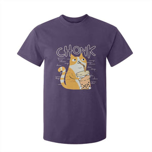 Funny Fat Cat T Shirt For Kid Chonk Drinking Bubble Tea TS09 Purple Print Your Wear