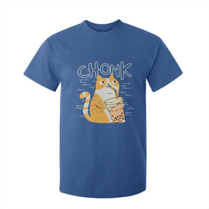 Funny Fat Cat T Shirt For Kid Chonk Drinking Bubble Tea TS09 Royal Blue Print Your Wear