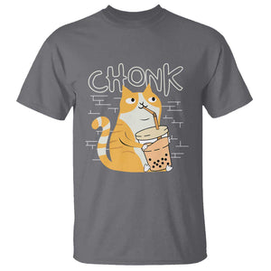 Funny Fat Cat T Shirt Chonk Drinking Bubble Tea TS09 Charcoal Print Your Wear