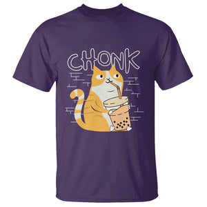 Funny Fat Cat T Shirt Chonk Drinking Bubble Tea TS09 Purple Print Your Wear