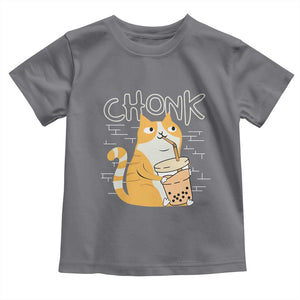 Funny Fat Cat Toddler T Shirt Chonk Drinking Bubble Tea TS09 Charcoal Print Your Wear