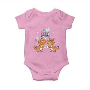 Funny Dinosaur Eat The Last Unicorn Baby Onesie TS09 Light Pink Print Your Wear