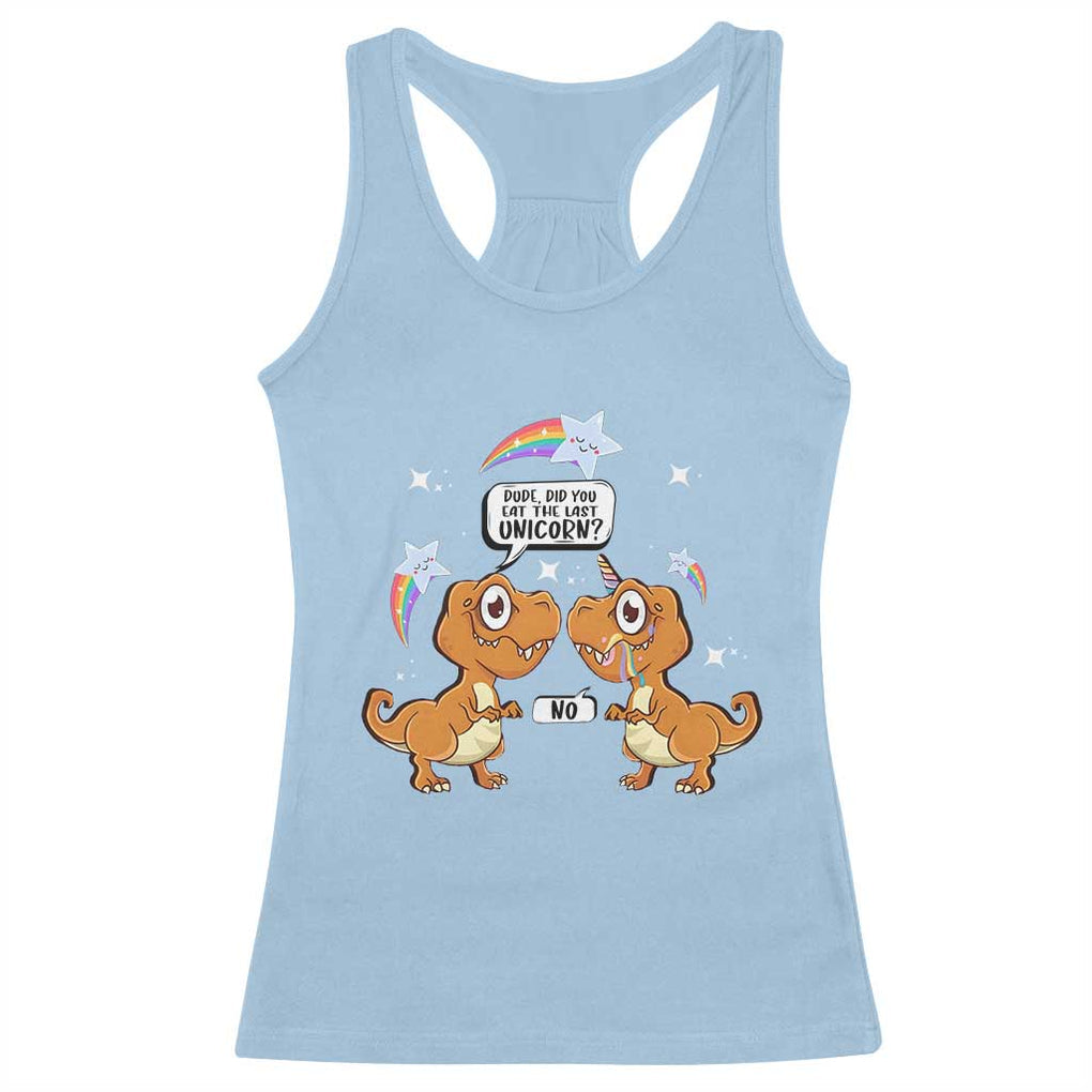 Funny Dinosaur Eat The Last Unicorn Racerback Tank Top TS09 Light Blue Print Your Wear