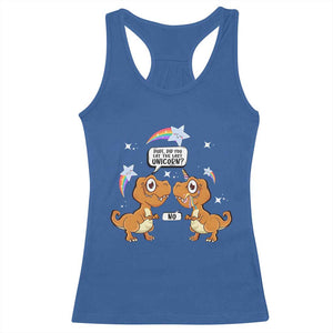 Funny Dinosaur Eat The Last Unicorn Racerback Tank Top TS09 Royal Blue Print Your Wear