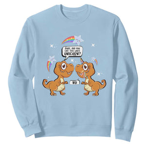 Funny Dinosaur Eat The Last Unicorn Sweatshirt TS09 Light Blue Print Your Wear