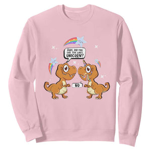 Funny Dinosaur Eat The Last Unicorn Sweatshirt TS09 Light Pink Print Your Wear