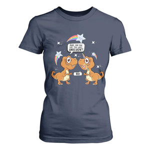 Funny Dinosaur Eat The Last Unicorn T Shirt For Women TS09 Navy Print Your Wear