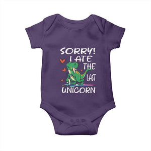 Funny Dinosaur Baby Onesie Sorry I Ate The Last Unicorn TS09 Purple Print Your Wear