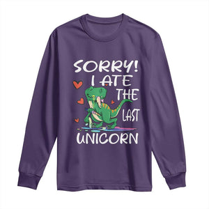 Funny Dinosaur Long Sleeve Shirt Sorry I Ate The Last Unicorn TS09 Purple Print Your Wear