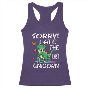 Funny Dinosaur Racerback Tank Top Sorry I Ate The Last Unicorn TS09 Purple Print Your Wear