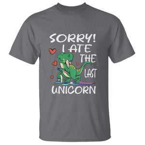 Funny Dinosaur T Shirt Sorry I Ate The Last Unicorn TS09 Charcoal Print Your Wear