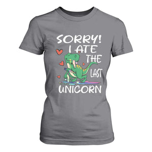 Funny Dinosaur T Shirt For Women Sorry I Ate The Last Unicorn TS09 Charcoal Print Your Wear