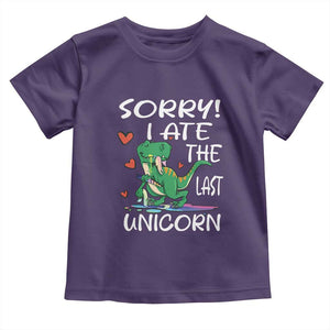 Funny Dinosaur Toddler T Shirt Sorry I Ate The Last Unicorn TS09 Purple Print Your Wear