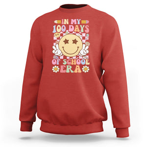 In My 100 Days Of School Era Retro Groovy Sweatshirt TS09 Red Printyourwear