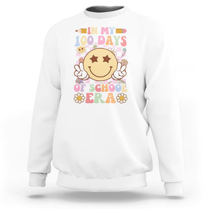 In My 100 Days Of School Era Retro Groovy Sweatshirt TS09 White Printyourwear