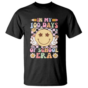 In My 100 Days Of School Era Retro Groovy T Shirt TS09 Black Printyourwear