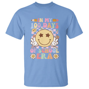 In My 100 Days Of School Era Retro Groovy T Shirt TS09 Carolina Blue Printyourwear