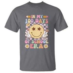 In My 100 Days Of School Era Retro Groovy T Shirt TS09 Charcoal Printyourwear