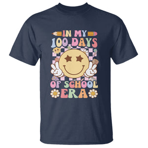 In My 100 Days Of School Era Retro Groovy T Shirt TS09 Navy Printyourwear