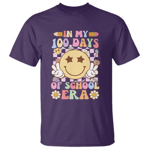 In My 100 Days Of School Era Retro Groovy T Shirt TS09 Purple Printyourwear