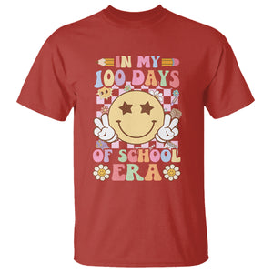 In My 100 Days Of School Era Retro Groovy T Shirt TS09 Red Printyourwear